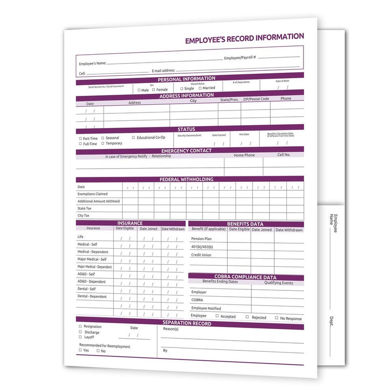 NextDayLabels Employee Personnel File Folders - 25-Pack Preprinted HR Folders with Secure Internal Pockets - Heavyweight White Cardstock for Discreet Employee Records - Made in USA - Image 4